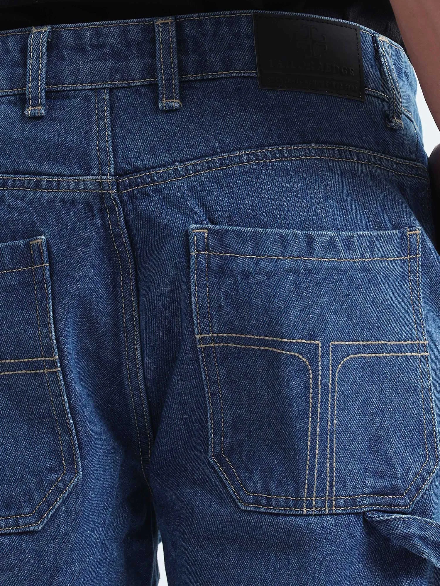 Classic Relaxed Mid Blue Double Cargo Denim
