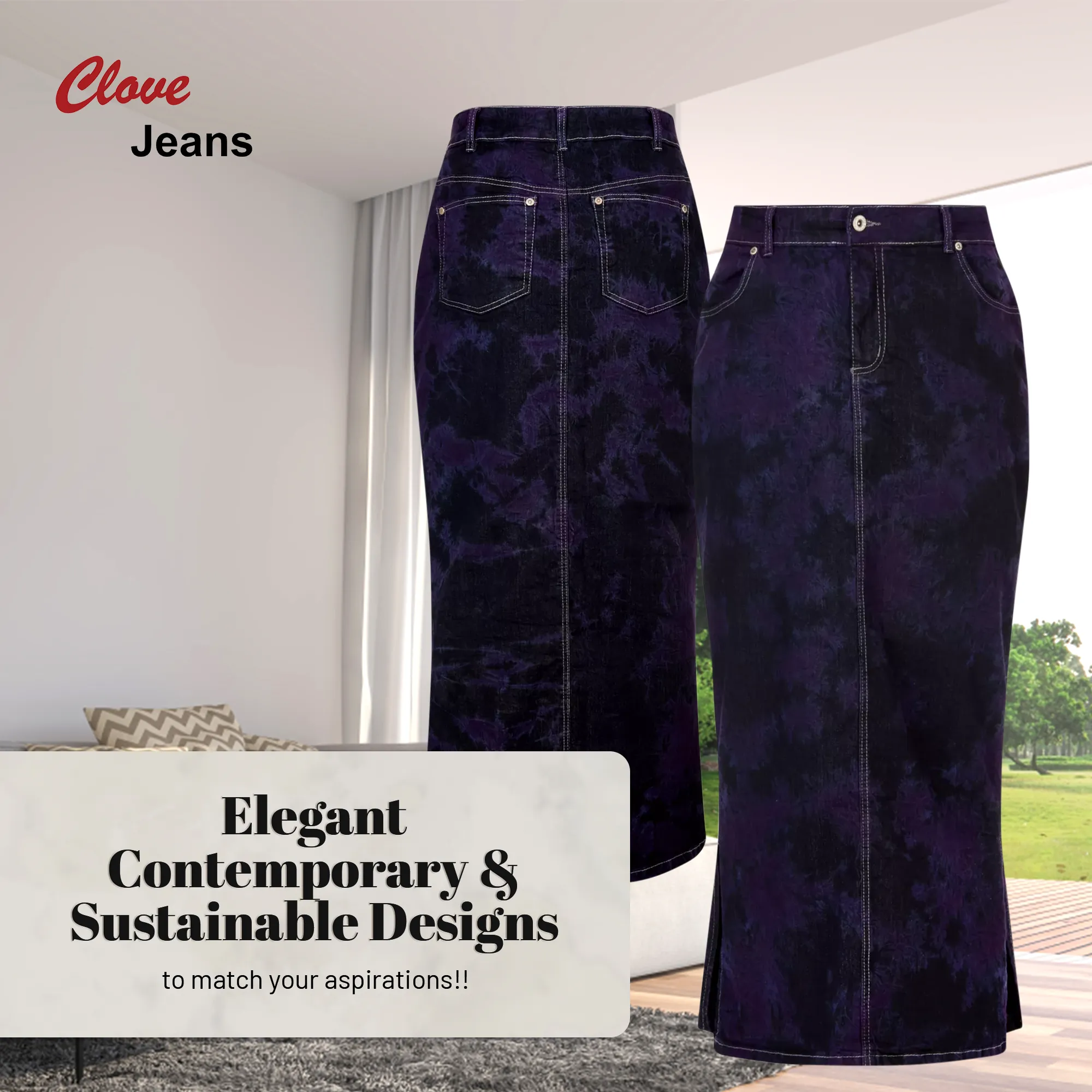 Clove Jeans Womens Maxi Skirts Tie Dye Denim Skirt Plus Size Pencil Skirt 12-24