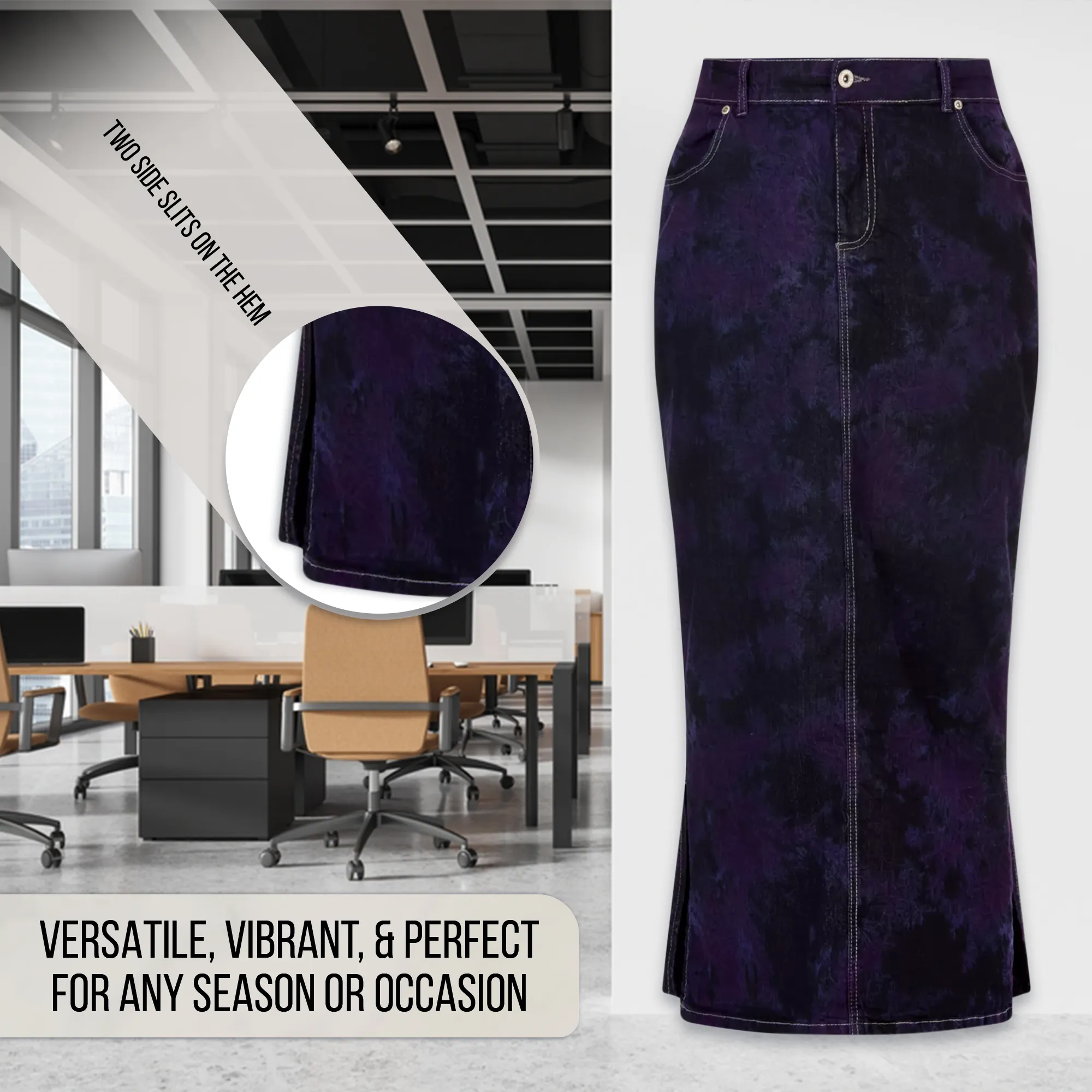 Clove Jeans Womens Maxi Skirts Tie Dye Denim Skirt Plus Size Pencil Skirt 12-24