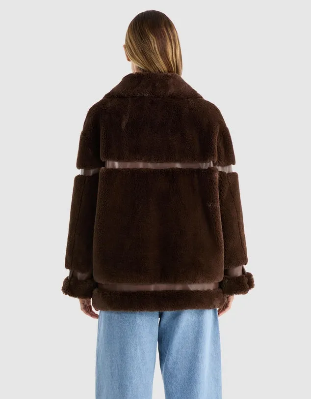 Clover Faux Fur Jacket Chocolate