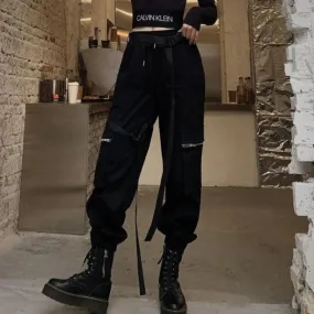 Coolest Street Solid Overalls Cargo Pants With Belt J40097
