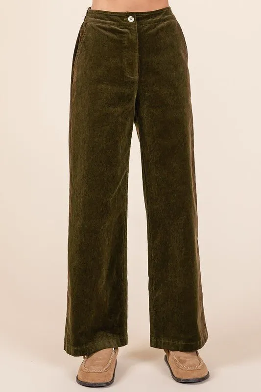 Corduroy Pants in Dark Olive