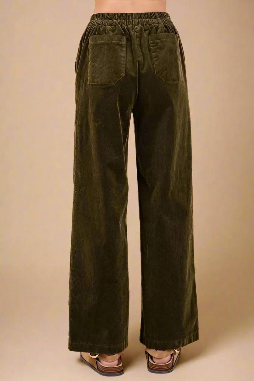 Corduroy Pants in Dark Olive