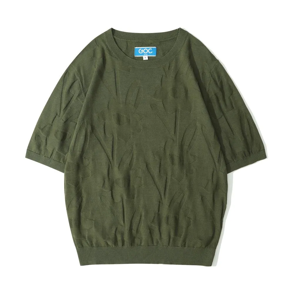 Crew Neck Summer Knit Top - Army Daffodils