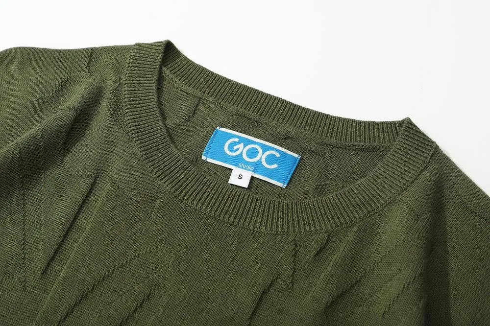 Crew Neck Summer Knit Top - Army Daffodils