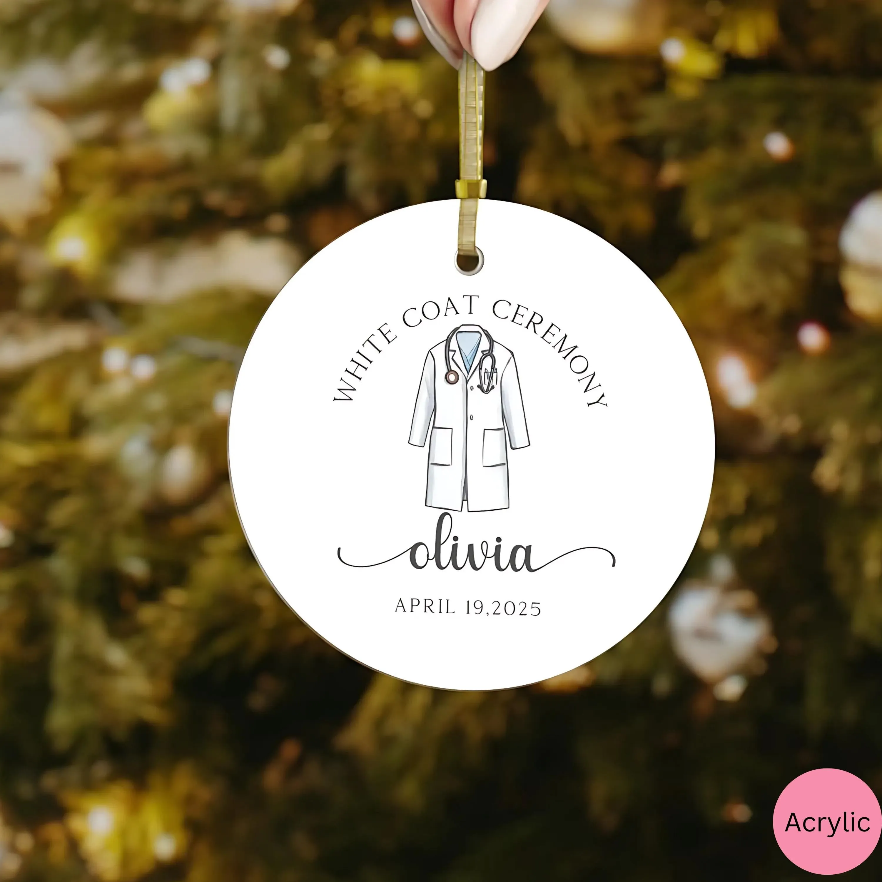 Custom White Coat Ceremony Ornament, Personalized Future Doctor Christmas Ornament, Nurse Ornament acrylic, Medical Student Gift