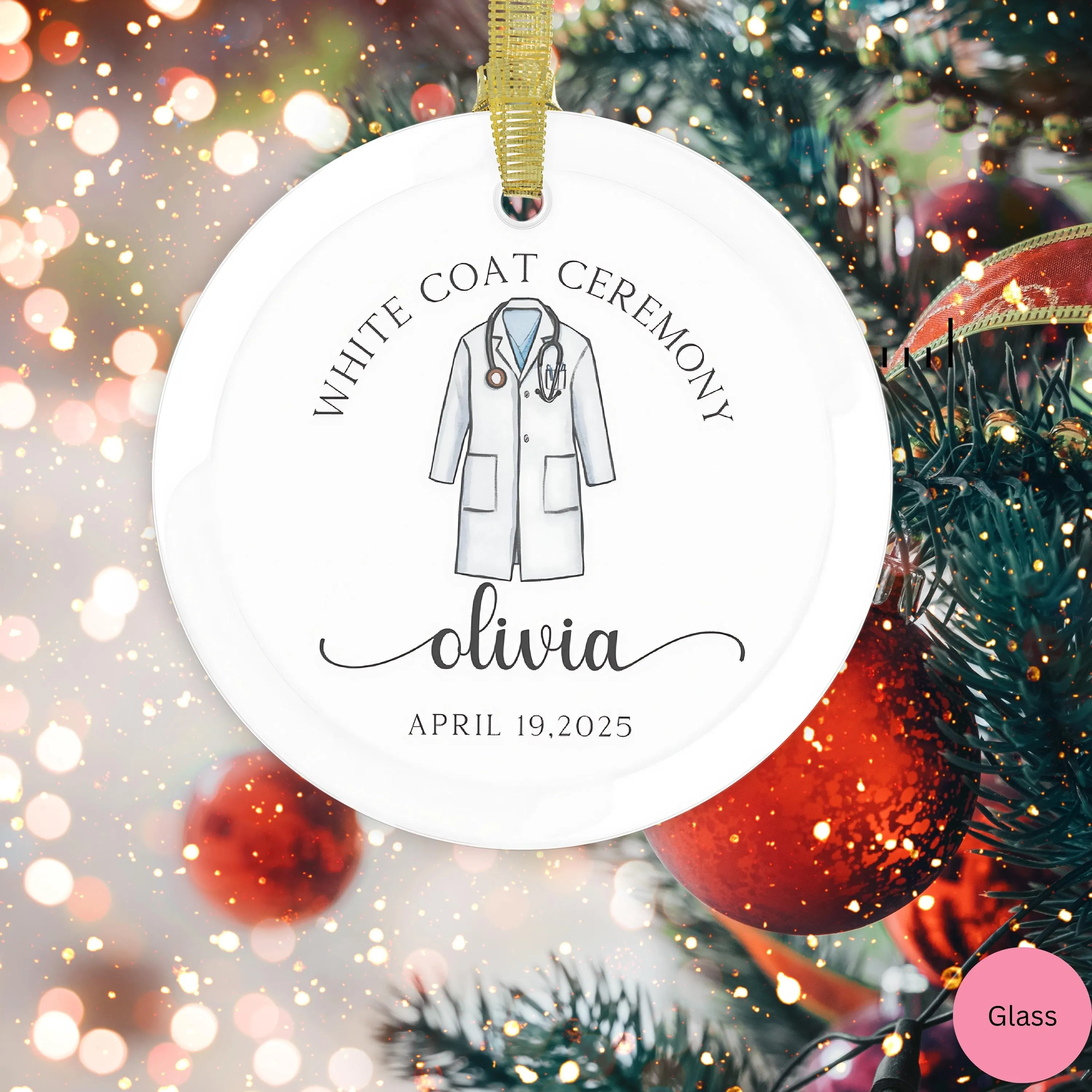 Custom White Coat Ceremony Ornament, Personalized Future Doctor Christmas Ornament, Nurse Ornament acrylic, Medical Student Gift