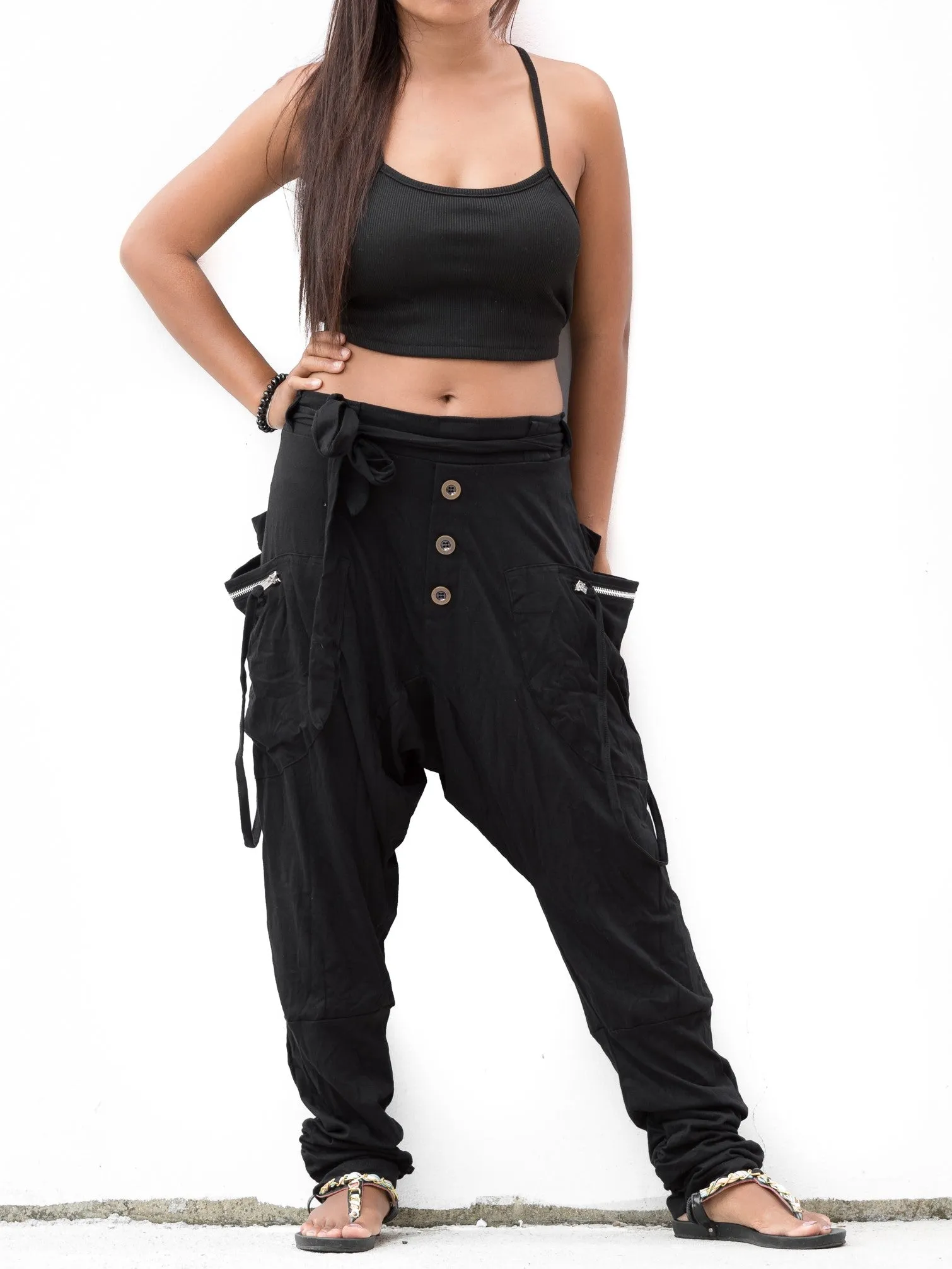 Cyberpunk Harem Pants Women & Men Black