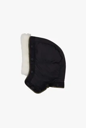 Down Quilt Hood Shearling Trim - Black / Natural