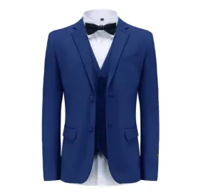 Euro Style Slim Cut Three-Piece Suit - Blue