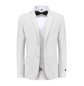 Euro Style Slim Cut Three-Piece Suit - White