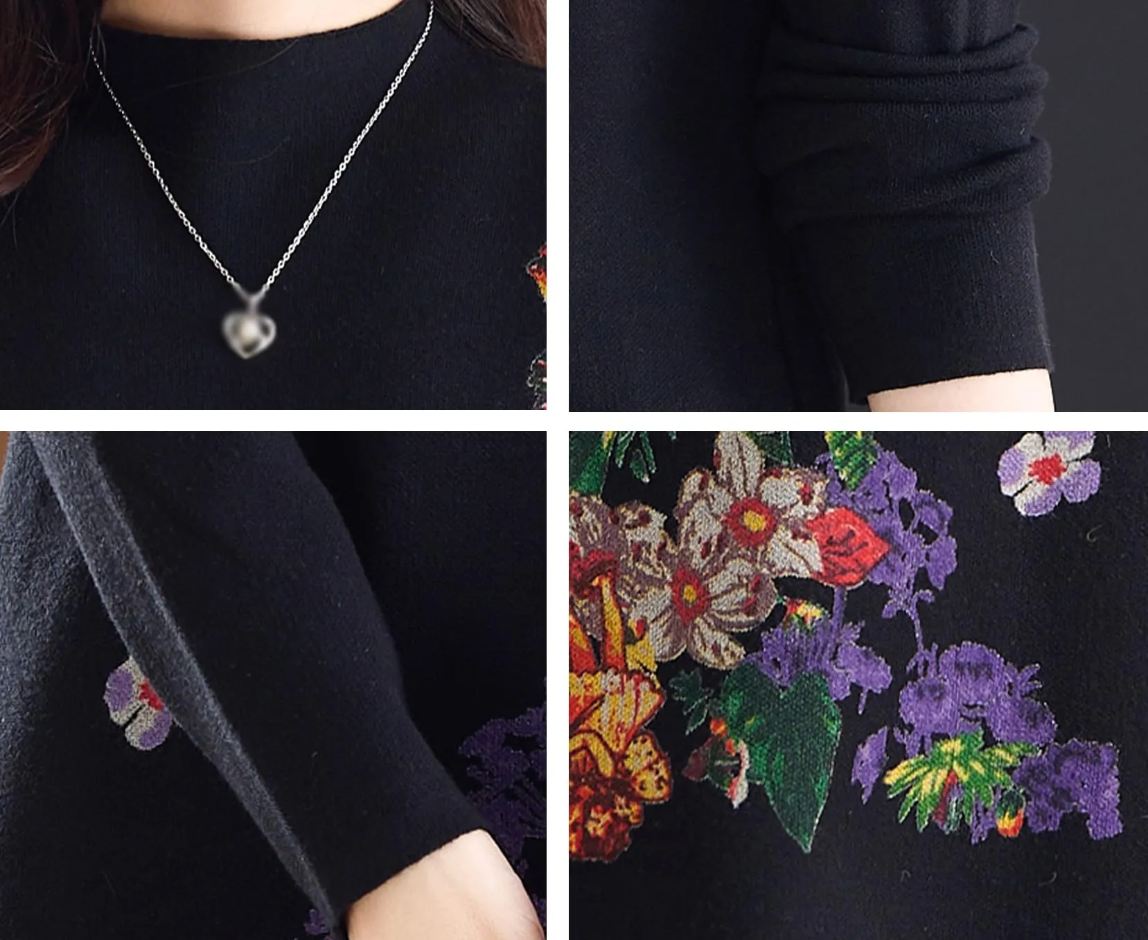 Fall Knitted Stretch Pullover Sweater Elegant Midi Dress