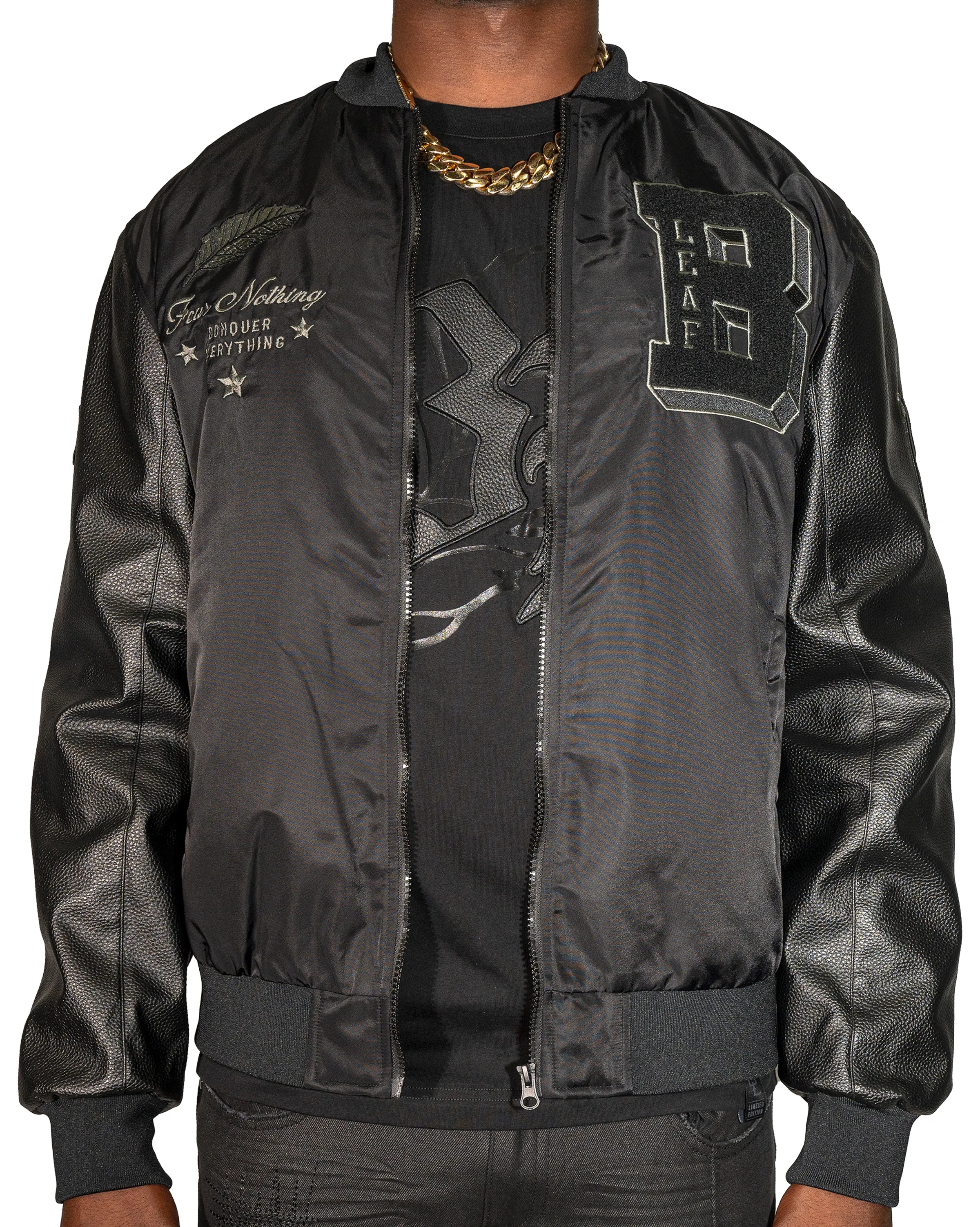 Fear Nothing Vegan Leather Bomber Jacket