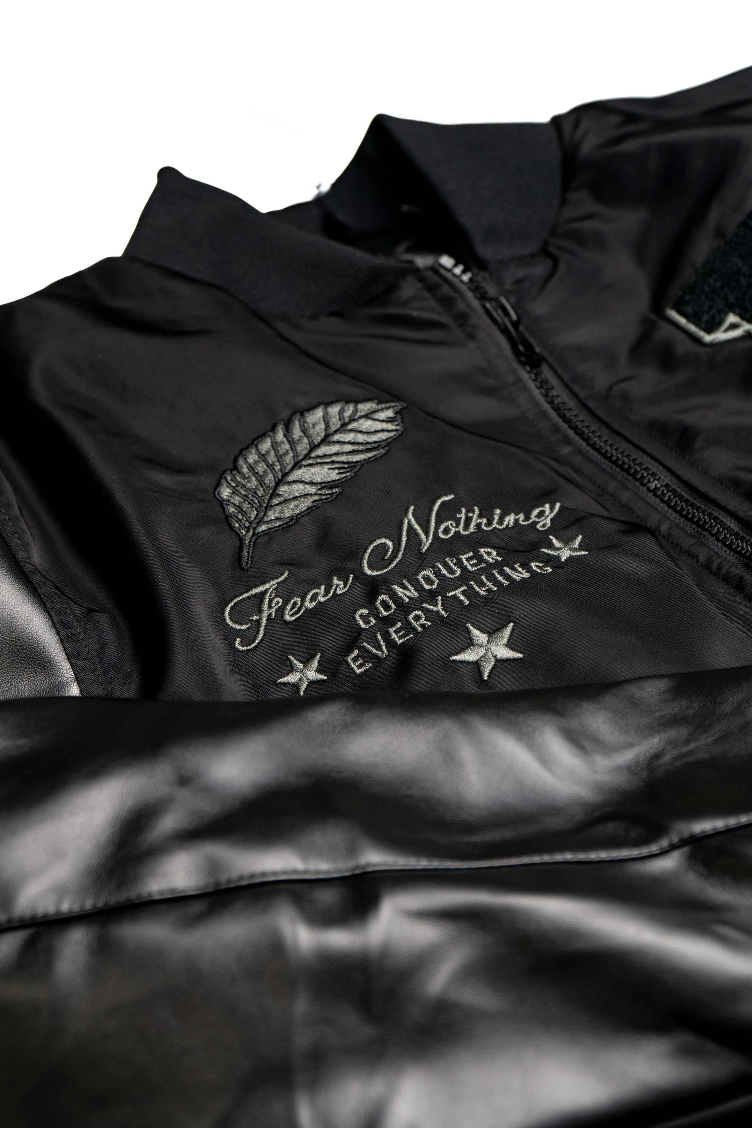 Fear Nothing Vegan Leather Bomber Jacket
