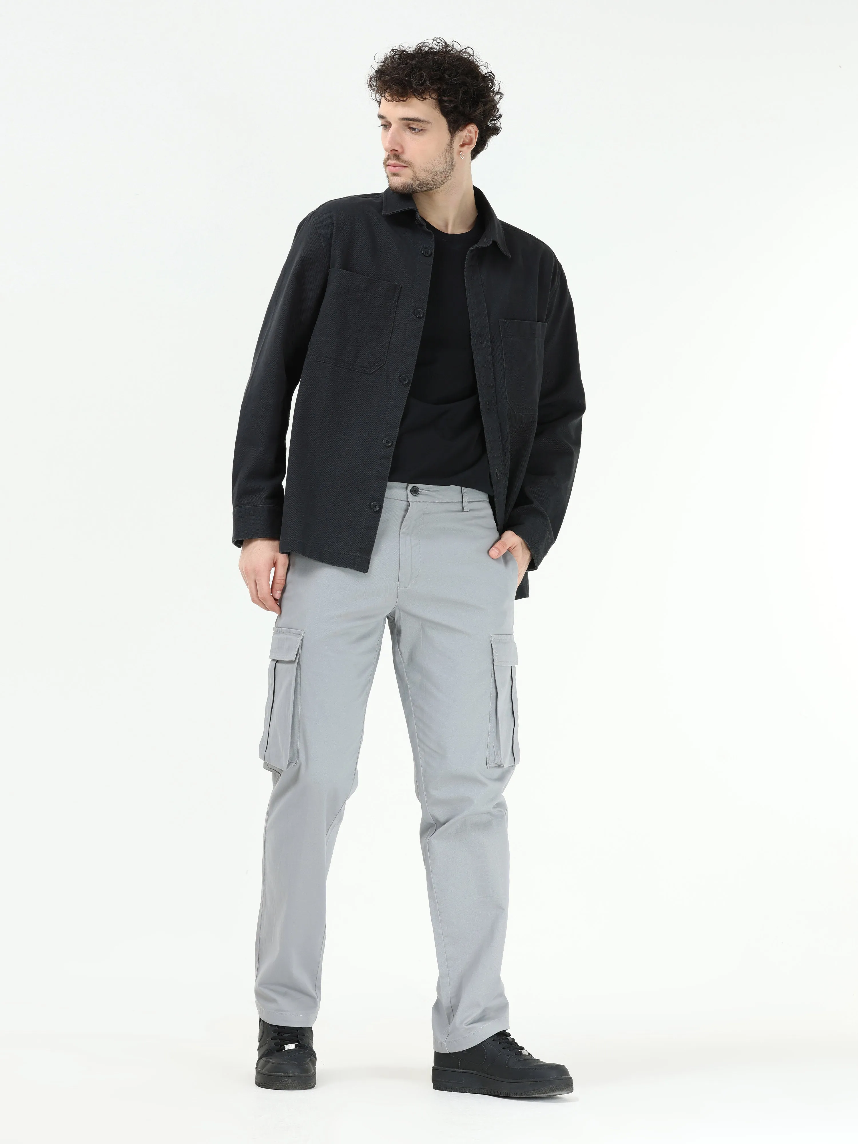 Finest Twill Light Grey Baggy Fit Cargo