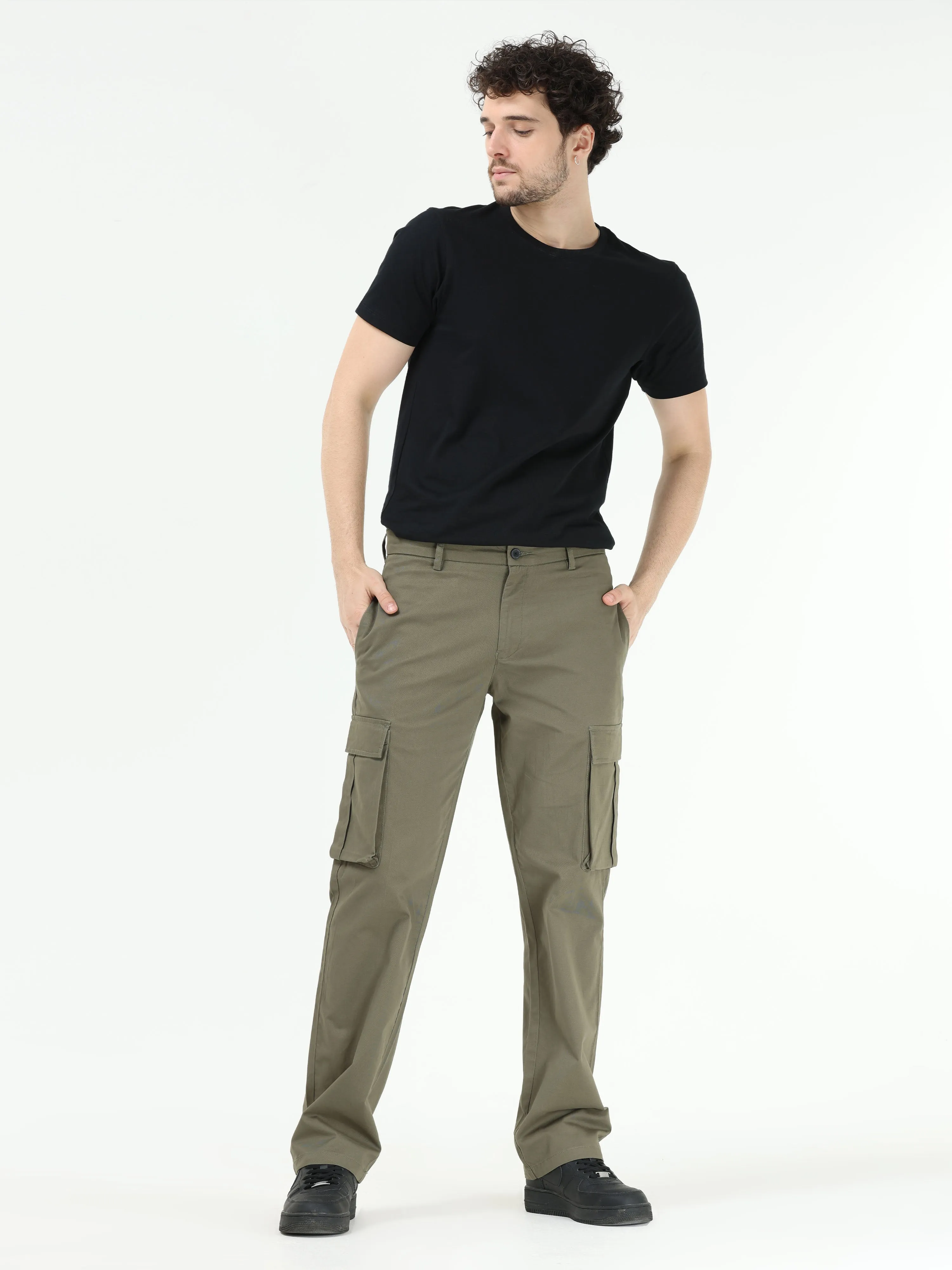 Finest Twill Olive Baggy Fit Cargo