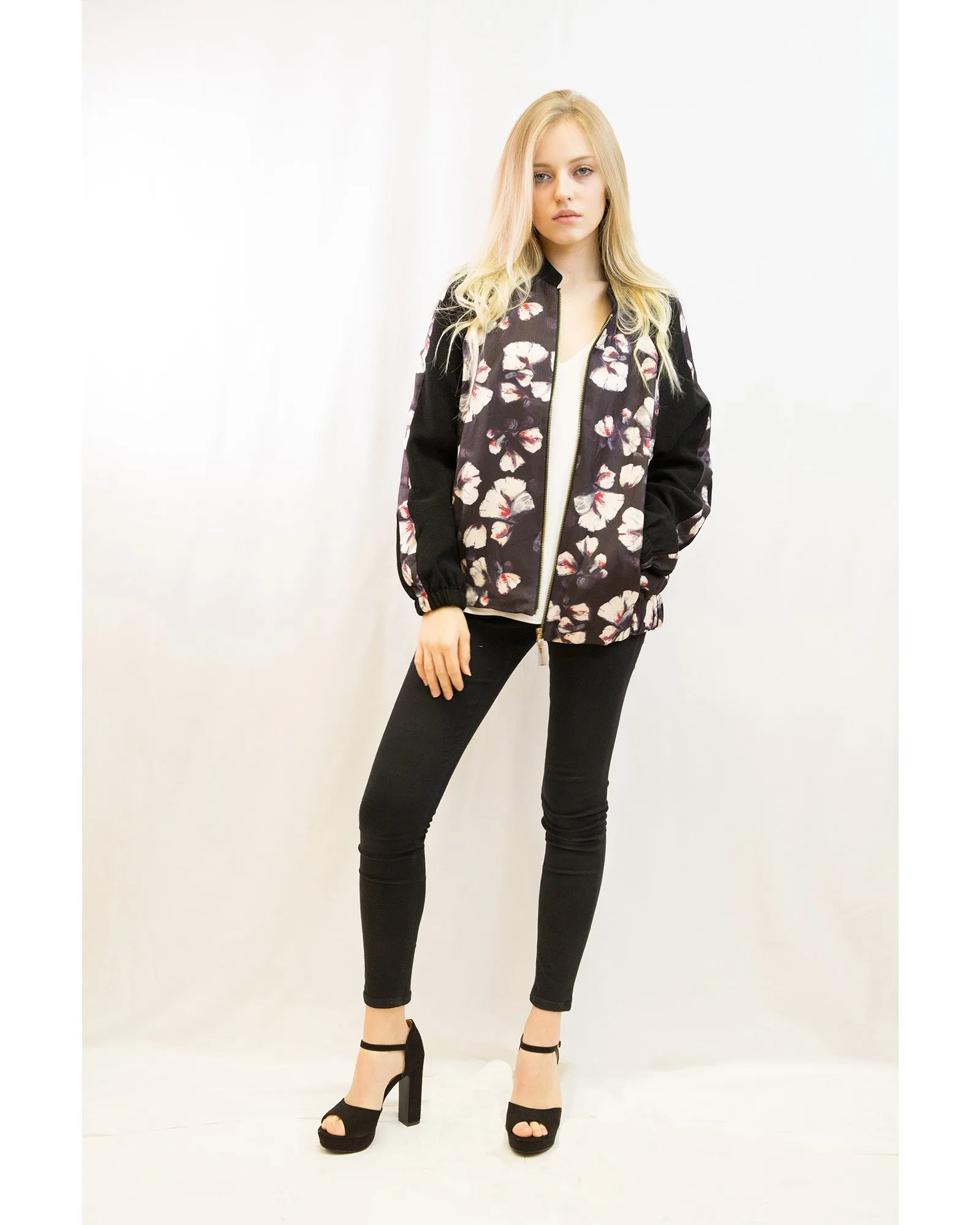 Floral Print Bomber Jacket (Multi floral)