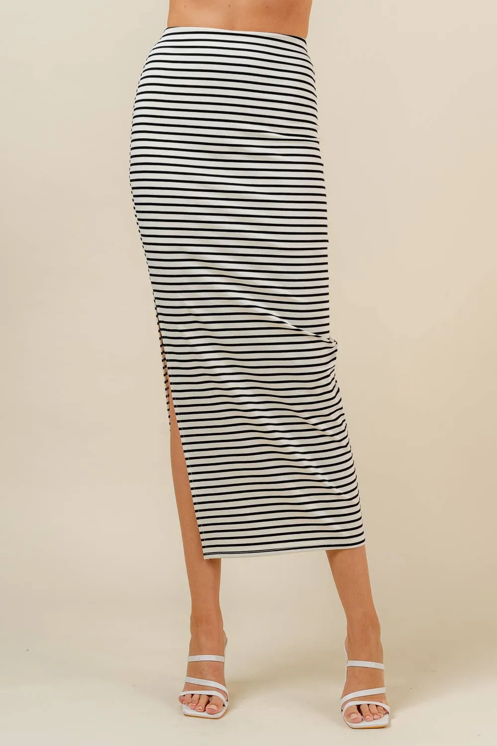 Fore Collection Ponti Stripe Pencil Skirt