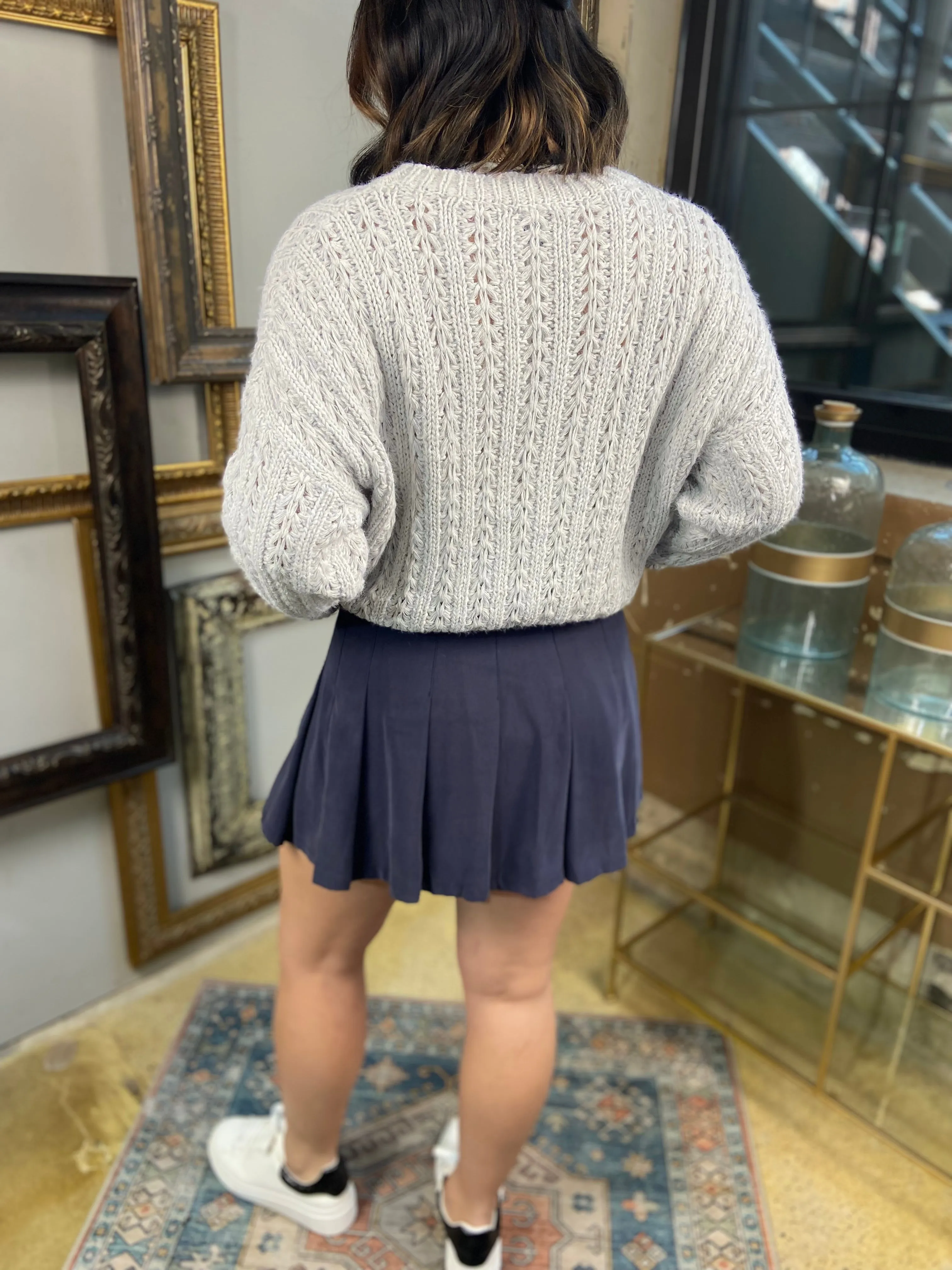 Forever Young Navy Pleated Mini Skirt