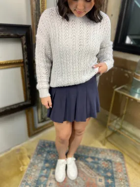 Forever Young Navy Pleated Mini Skirt