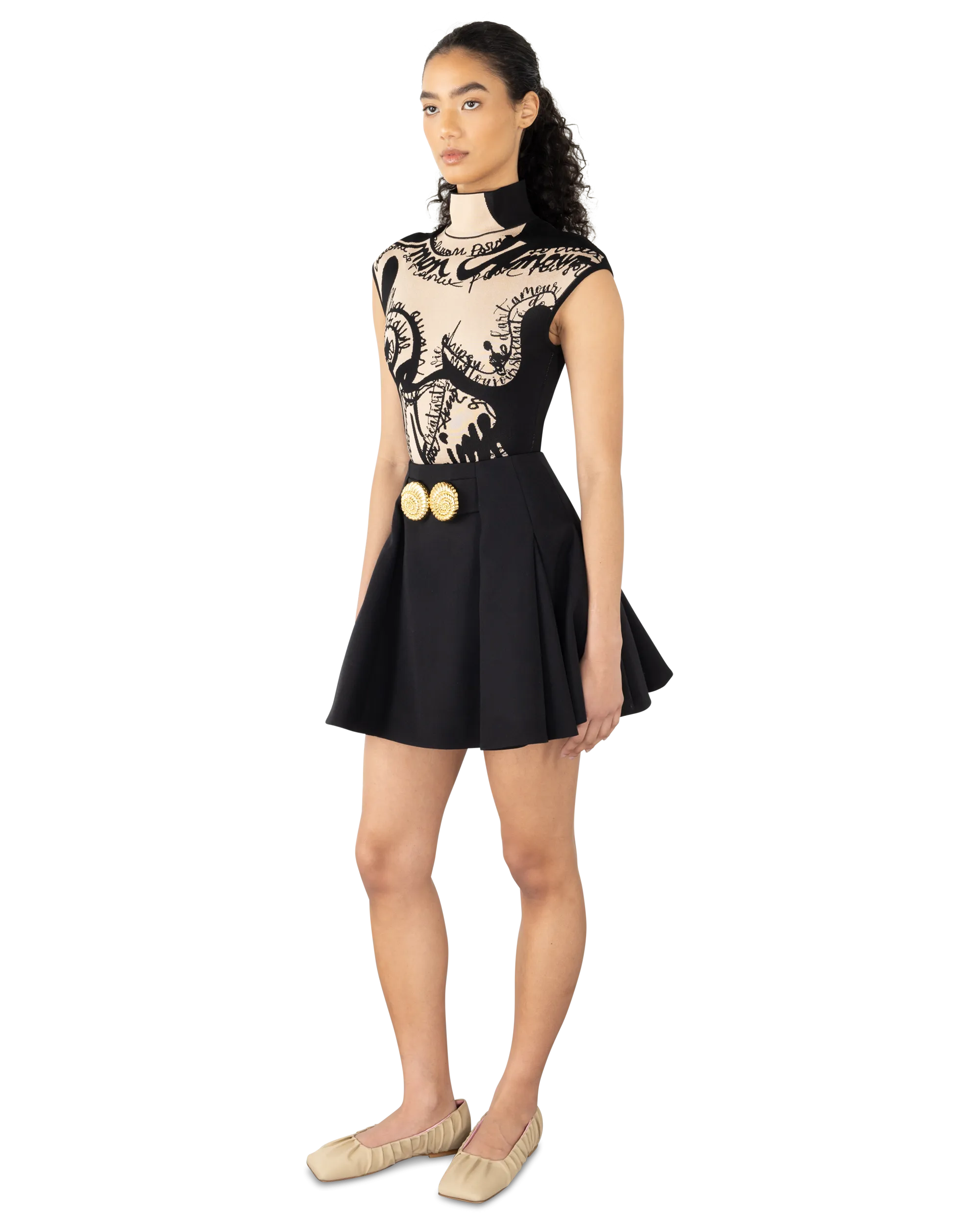 Grain De Poudre Pleated Mini Skirt