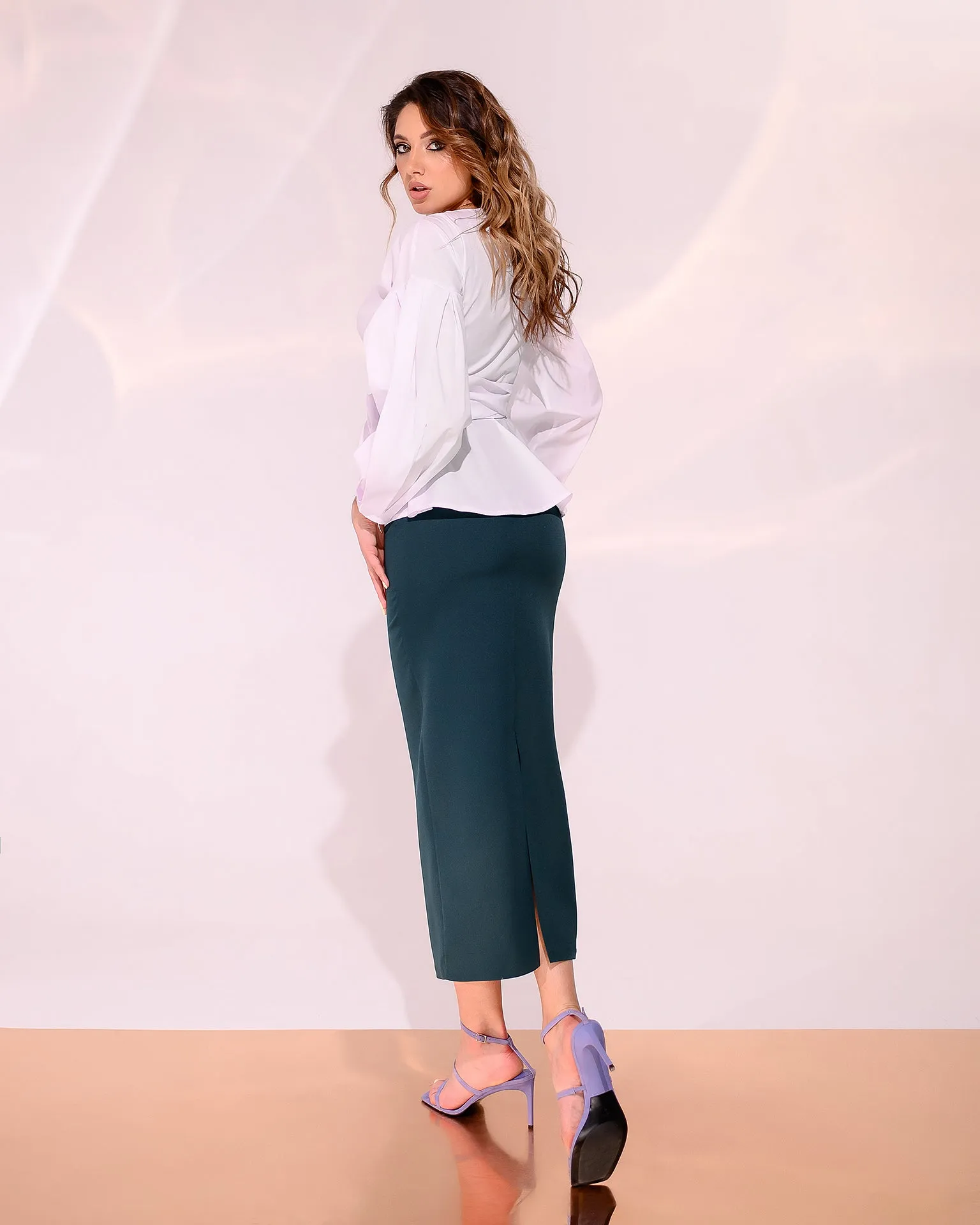 Green High Waist Pencil Skirt