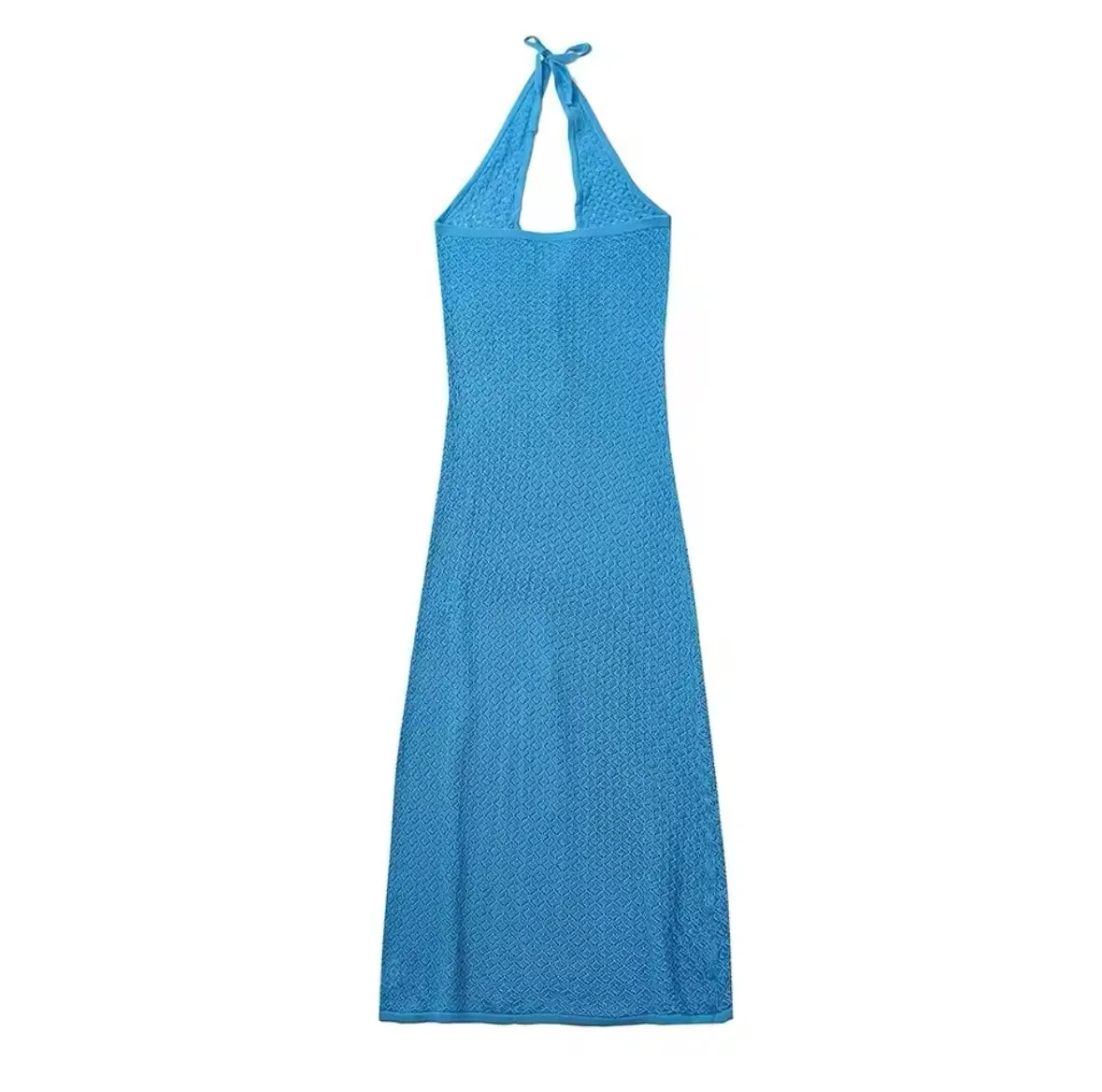 Halter V-neck knit dress