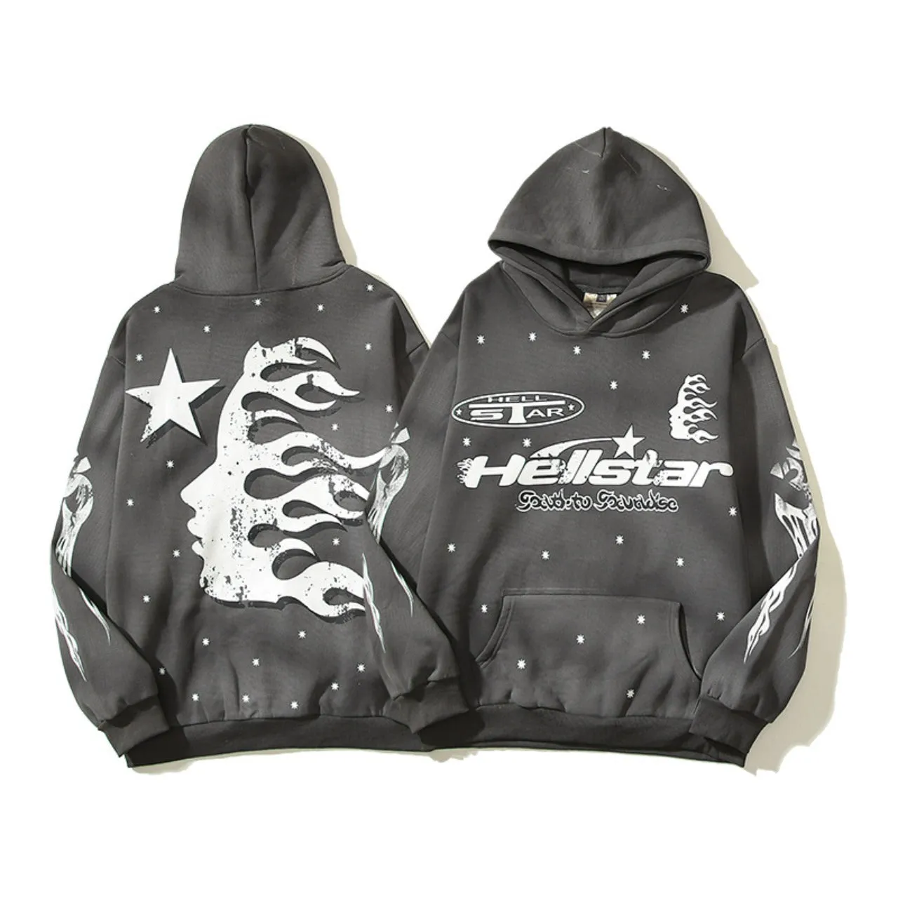 Hellstar Hoodie Vintage Distressed Creative Printing