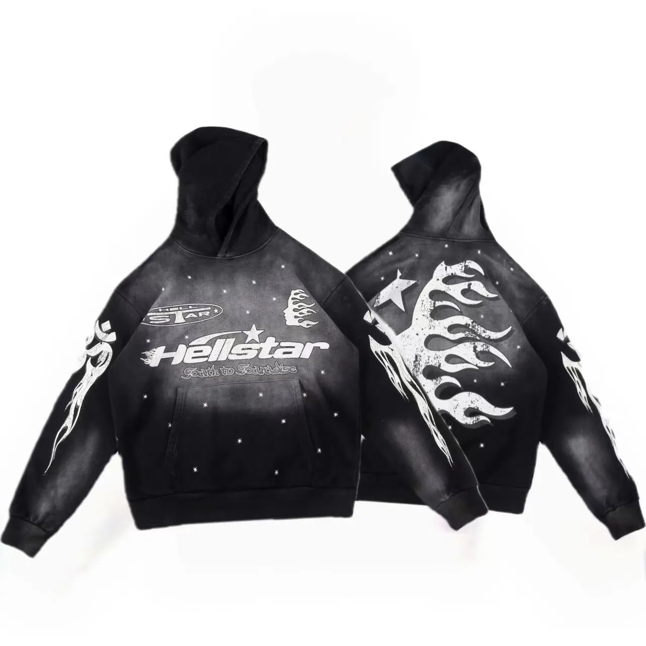 Hellstar Hoodie Vintage Distressed Creative Printing