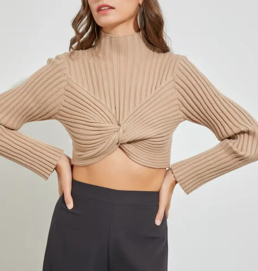 High Neck Knit Crop Top
