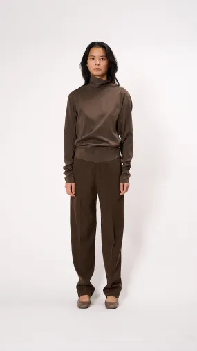 High Neck Soft Top in Kobicha Brown