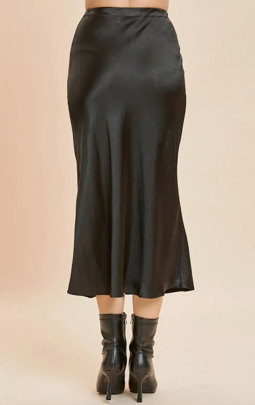 High Rise Bias Midi Skirt