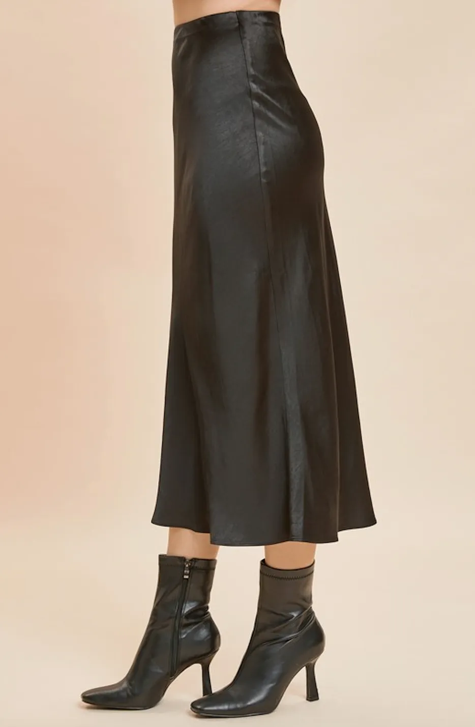 High Rise Bias Midi Skirt