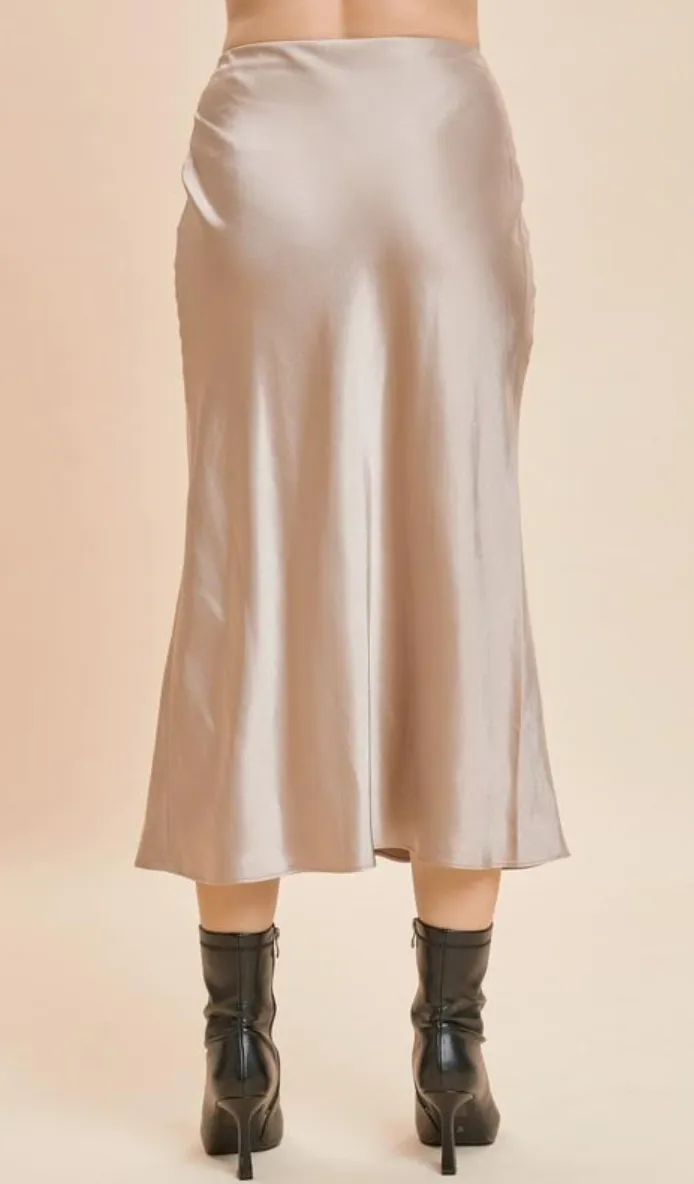 High Rise Bias Midi Skirt