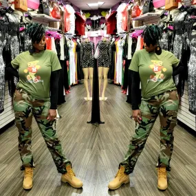 High-waisted Camouflage Pants