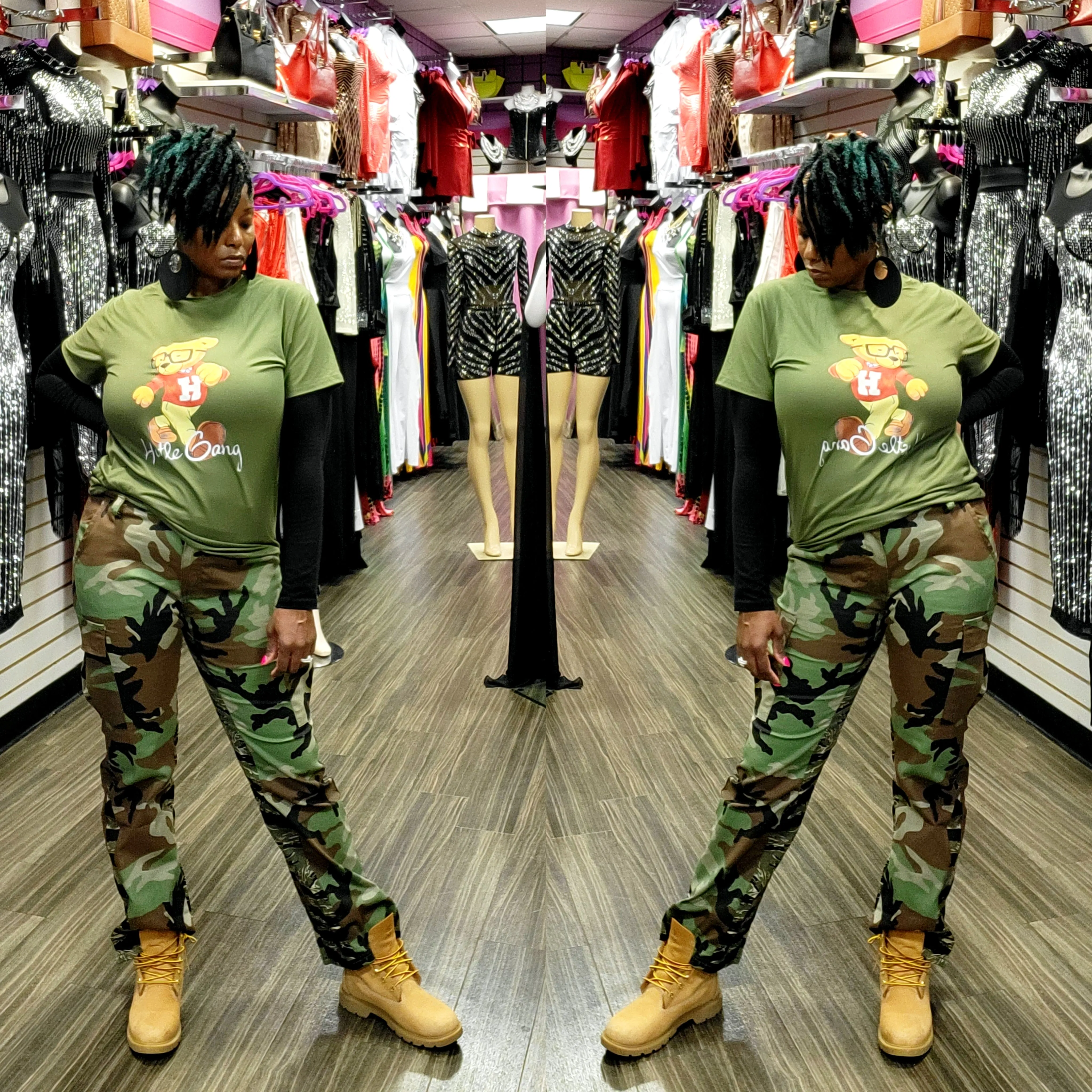 High-waisted Camouflage Pants