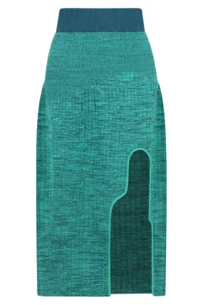 HIRAM PLEATED KNIT SKIRT HEATHER GREEN