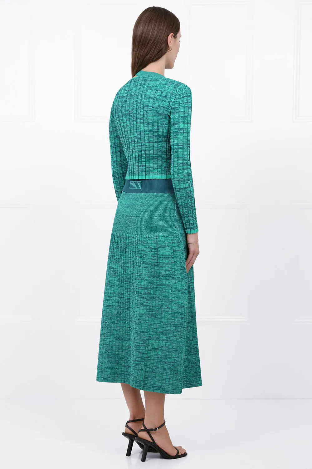 HIRAM PLEATED KNIT SKIRT HEATHER GREEN