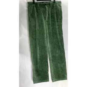 HOUSTON WHITE Unisex Dark Green Straight-Leg Corduroy High-Rise Pant SZ 33X30