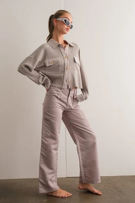 Irene Loose Fit Cargo Pants in Gray