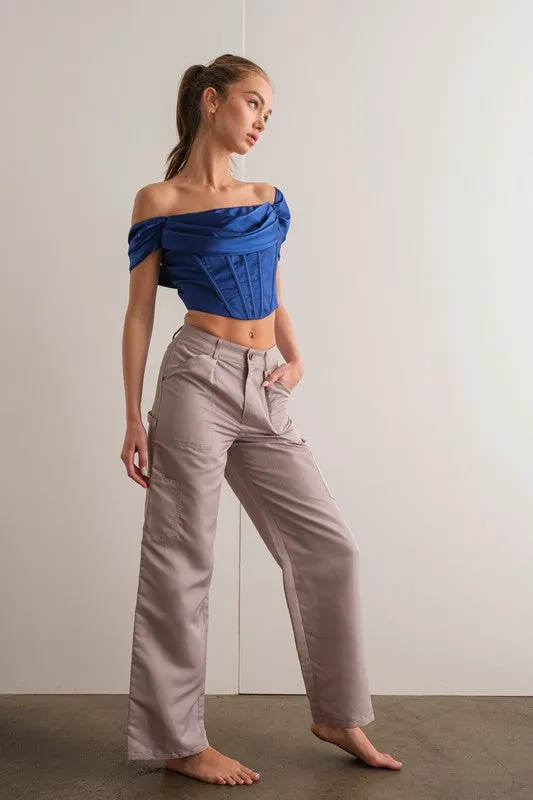 Irene Loose Fit Cargo Pants in Gray
