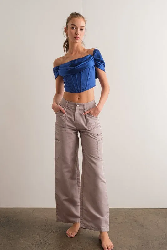 Irene Loose Fit Cargo Pants in Gray