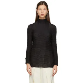Issey Miyake Black Wooly Pleats Turtleneck