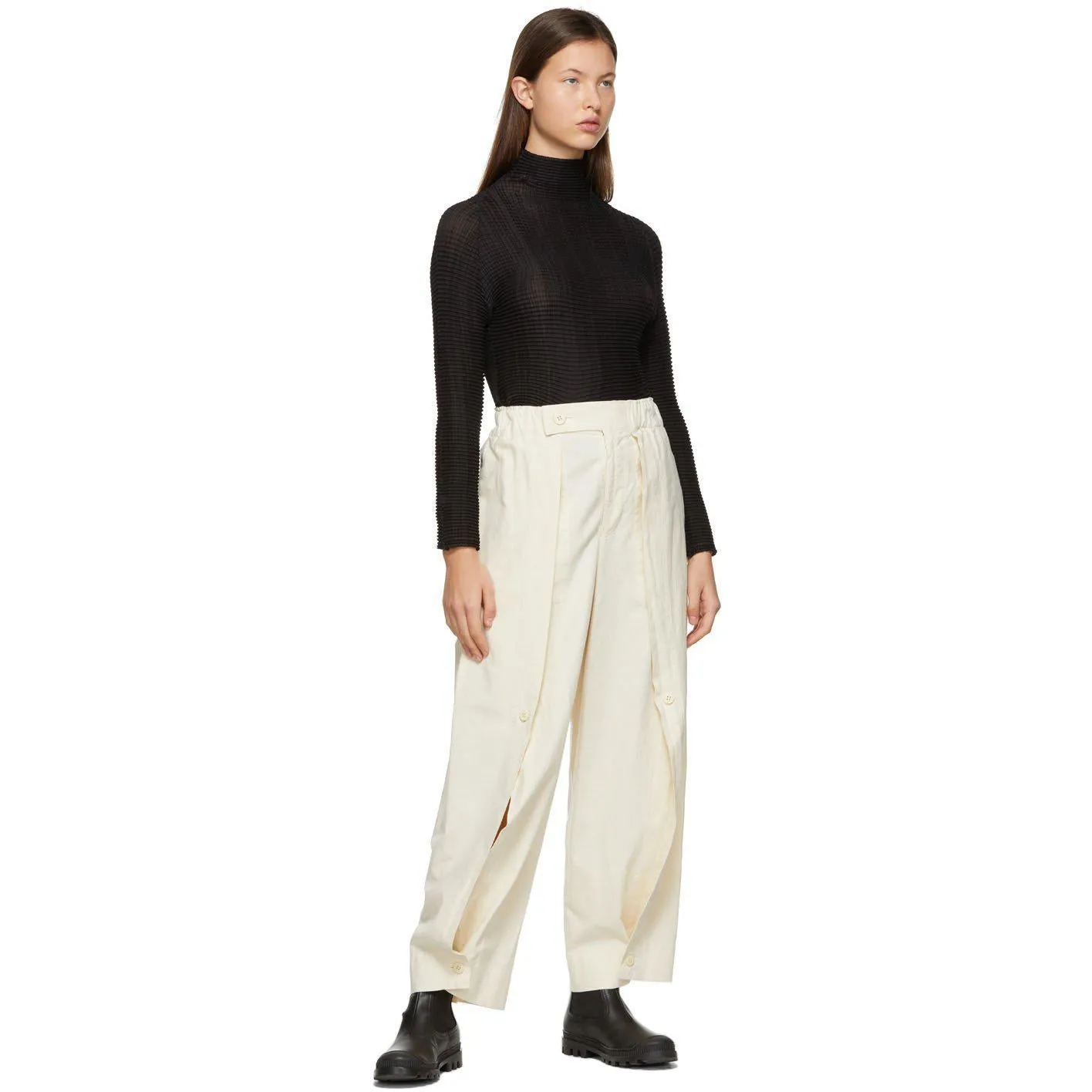 Issey Miyake Black Wooly Pleats Turtleneck