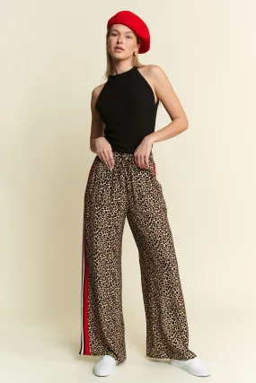 Jade By Jane Leopard Contrast Red Panel Pants
