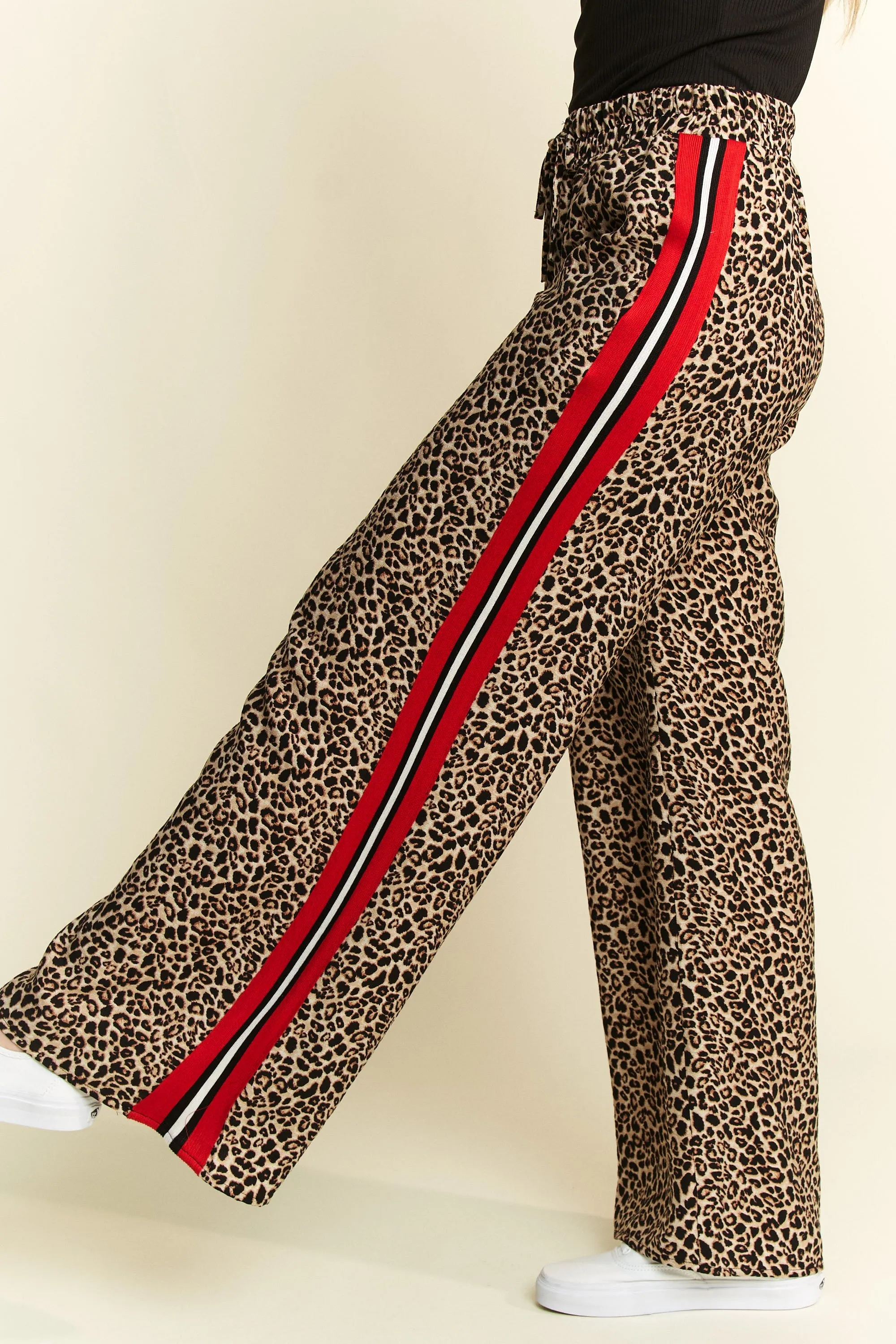 Jade By Jane Leopard Contrast Red Panel Pants