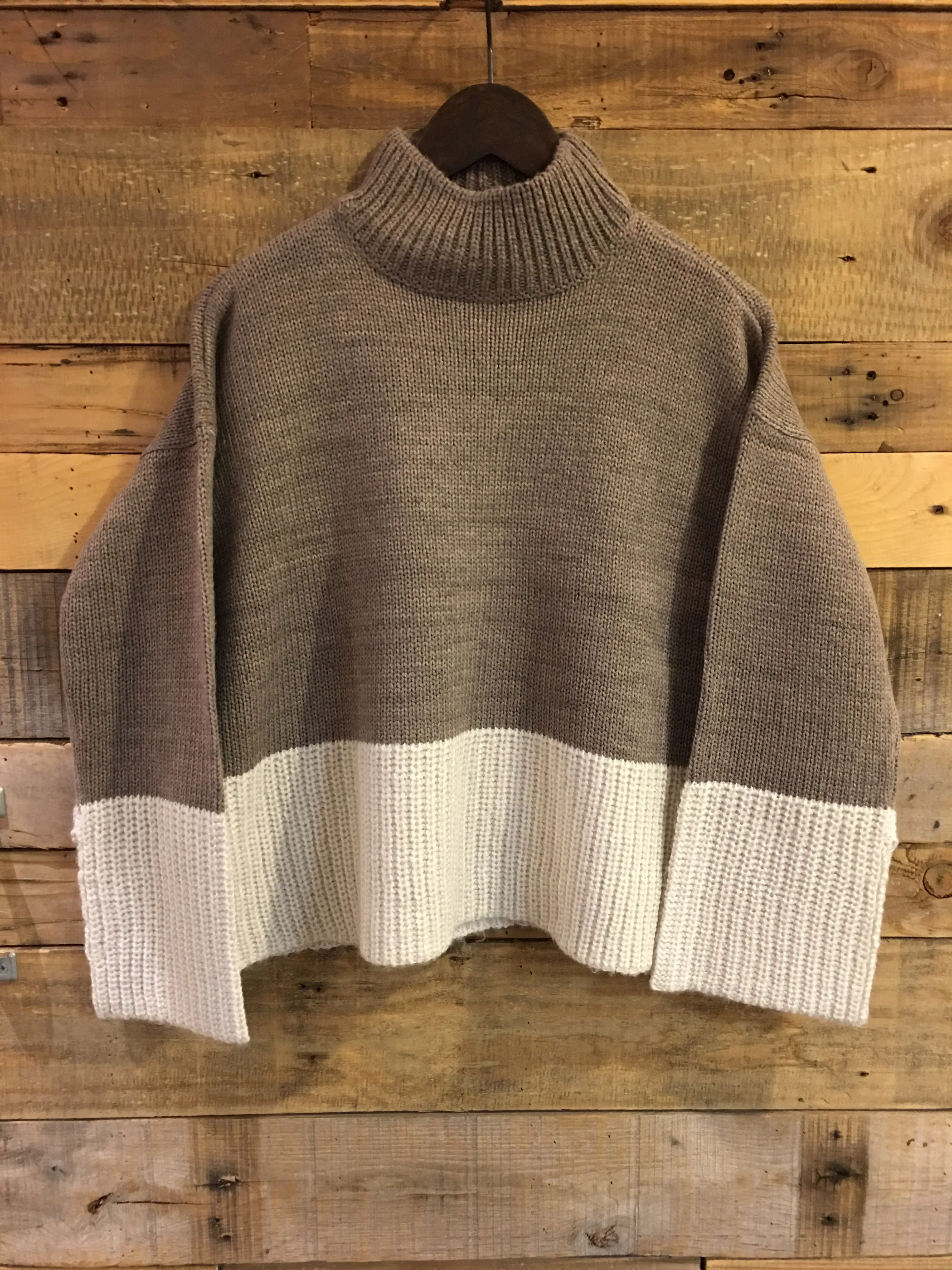 Jana Stripe Knit Sweater in Shiitake Grey