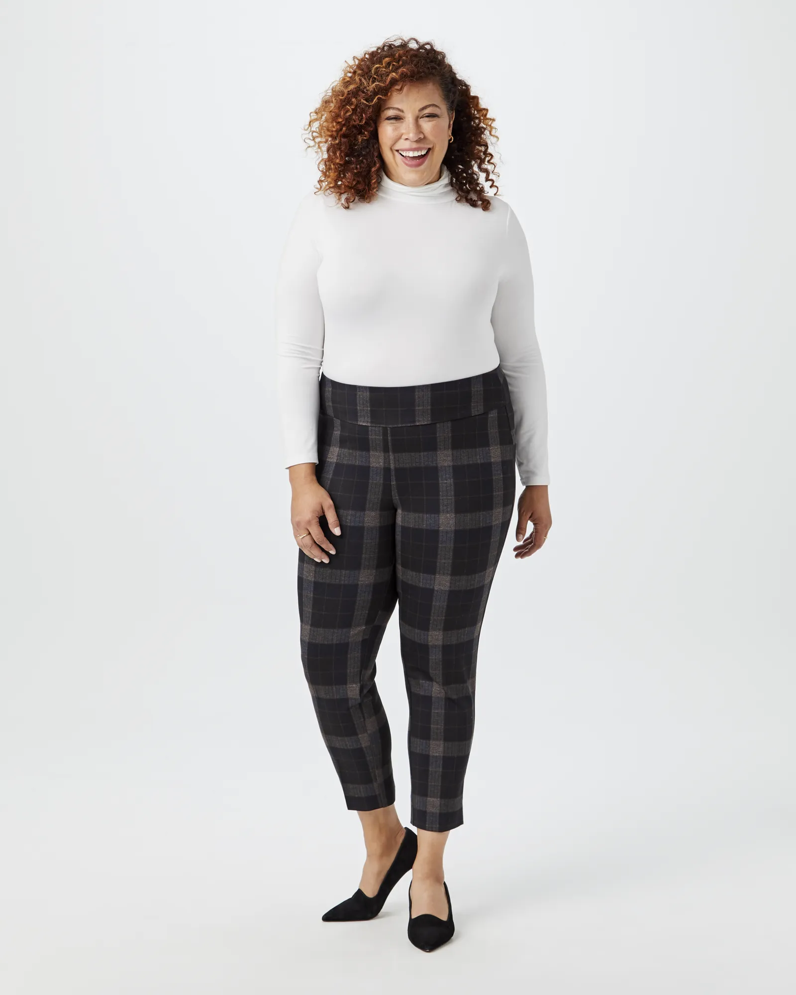 Judith Pull-On Pants | Charcoal Grey / Brown