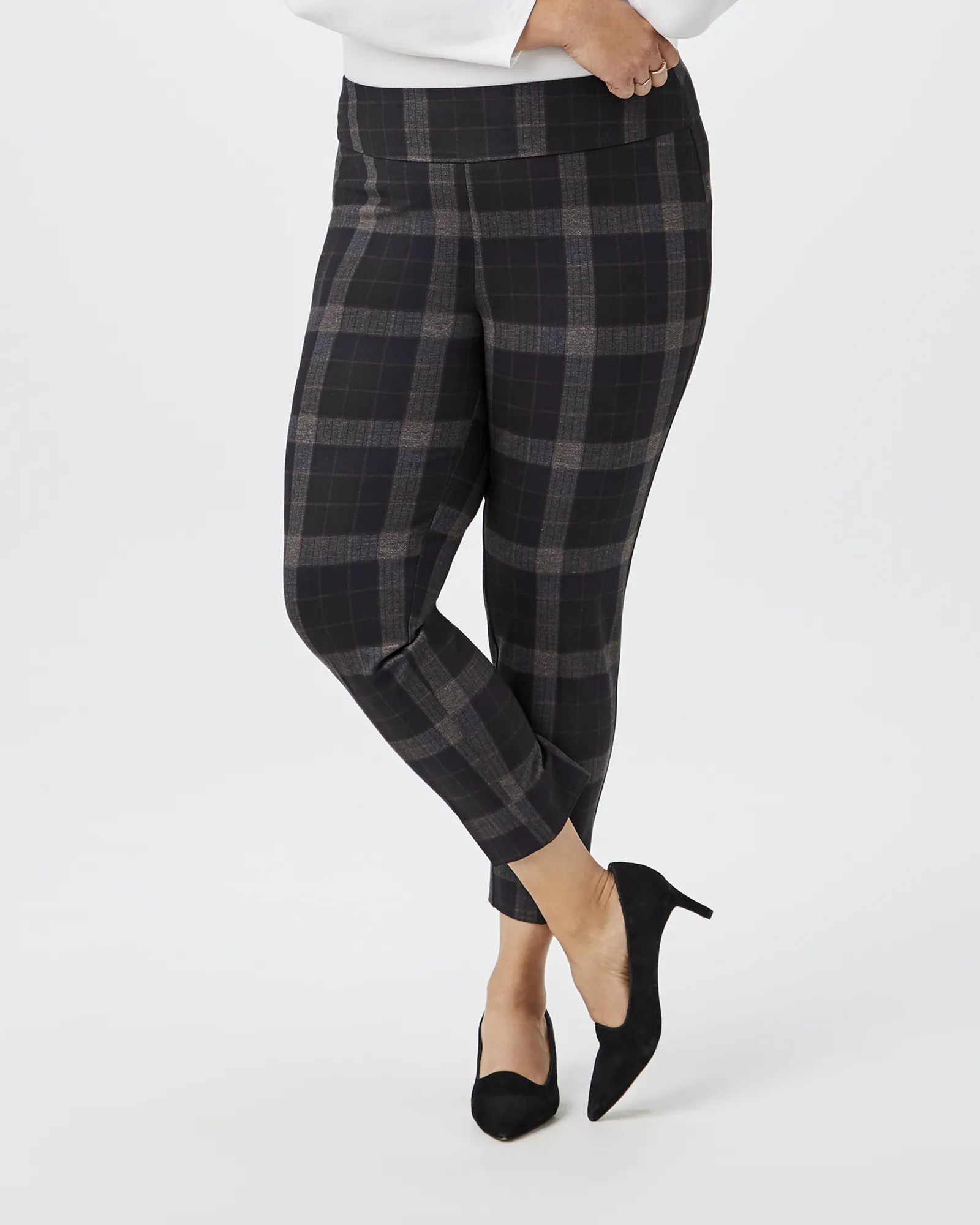 Judith Pull-On Pants | Charcoal Grey / Brown