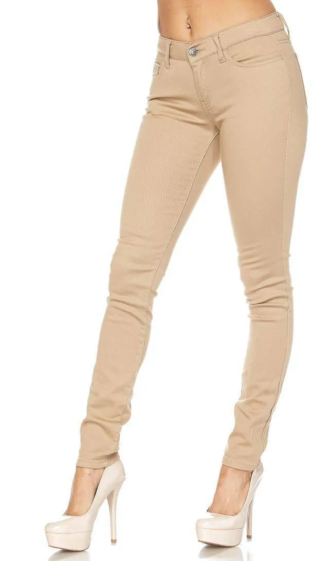 Khaki Stretchy School Uniform Skinny Pants (Plus Sizes Available)